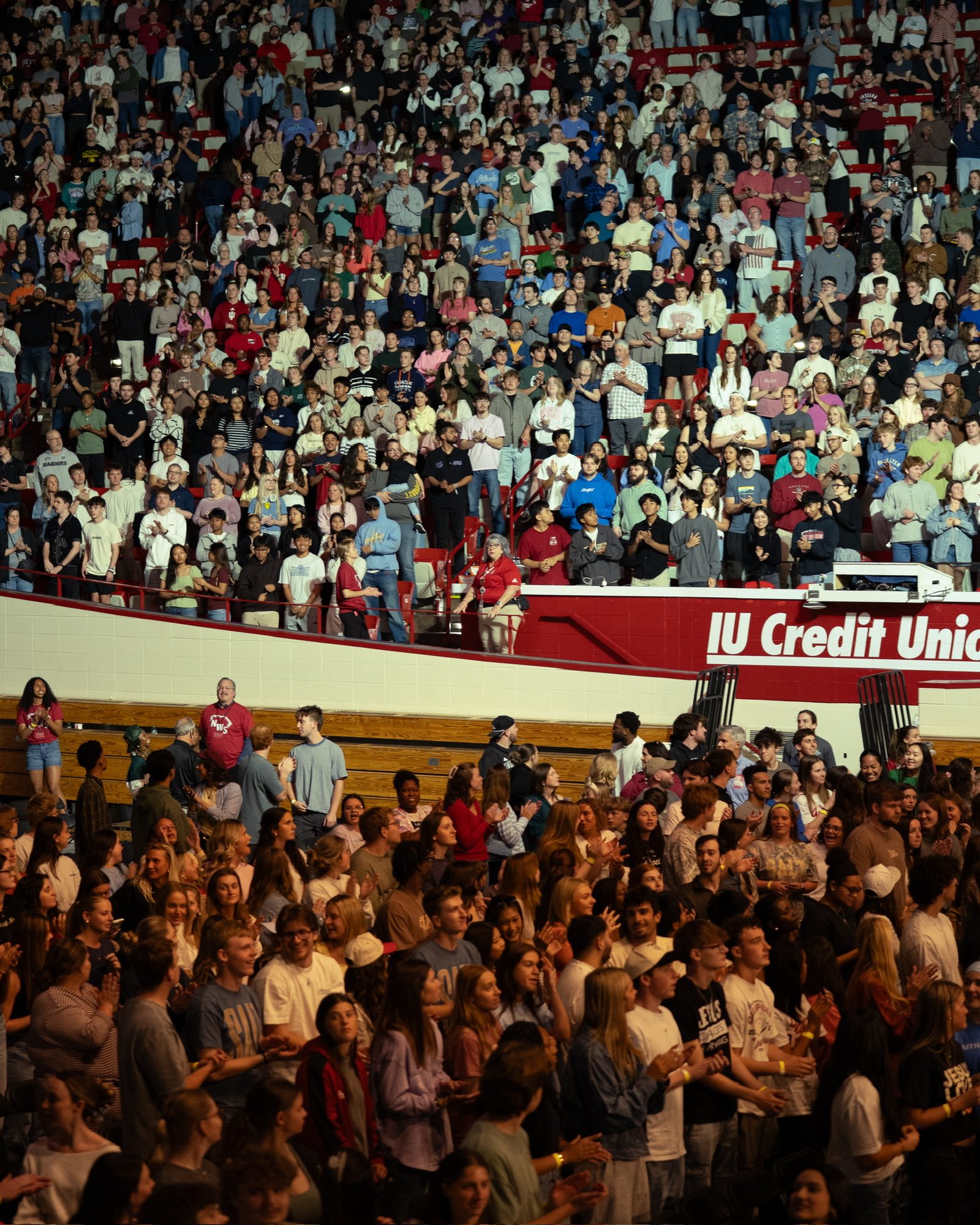 Wall-to-wall students filling the stands of Assembly Hall